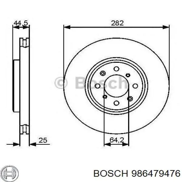 Freno de disco delantero 986479476 Bosch