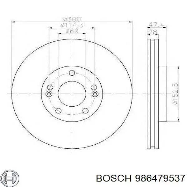 Передние тормозные диски 986479537 Bosch