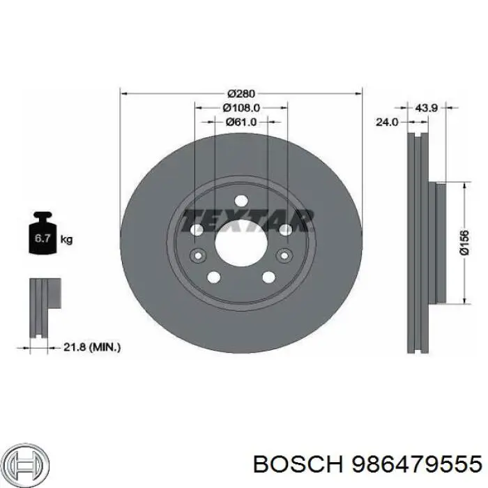986479555 Bosch Диск тормозной передний