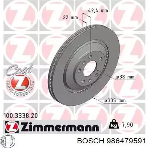 Тормозные диски 986479591 Bosch