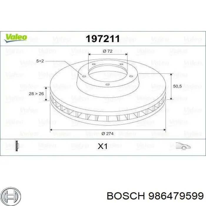 Передние тормозные диски 986479599 Bosch