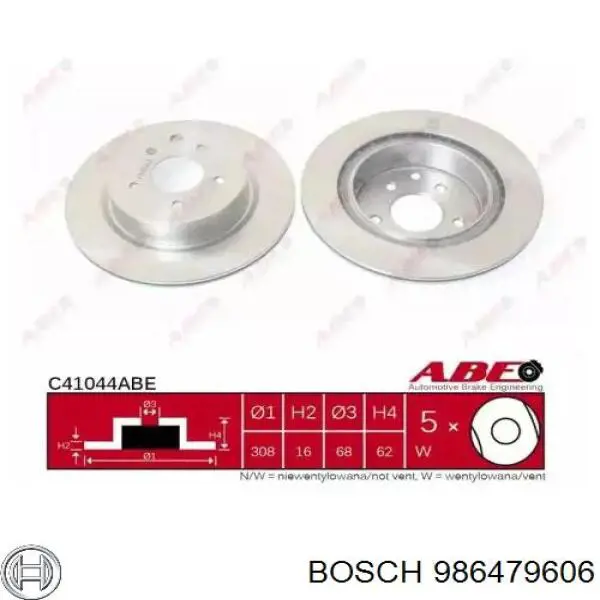 Тормозные диски 986479606 Bosch