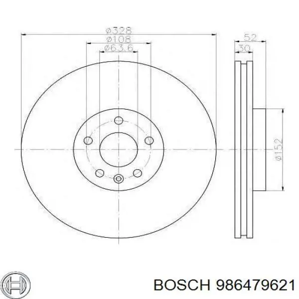 Передние тормозные диски 986479621 Bosch