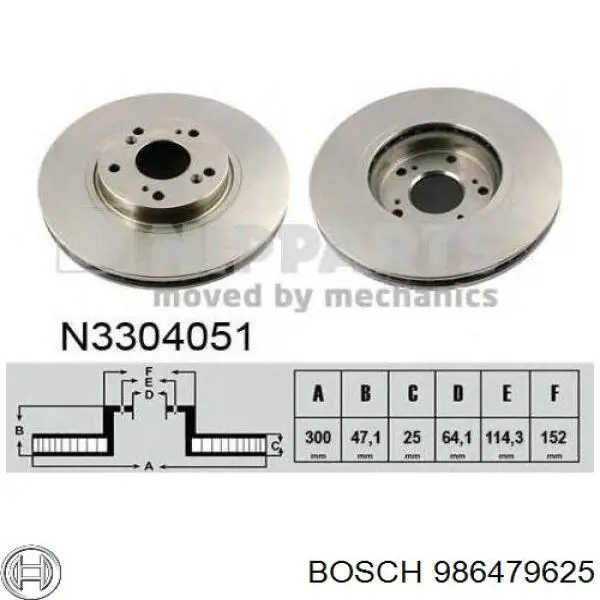 Передние тормозные диски 986479625 Bosch