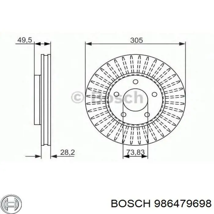 Передние тормозные диски 986479698 Bosch