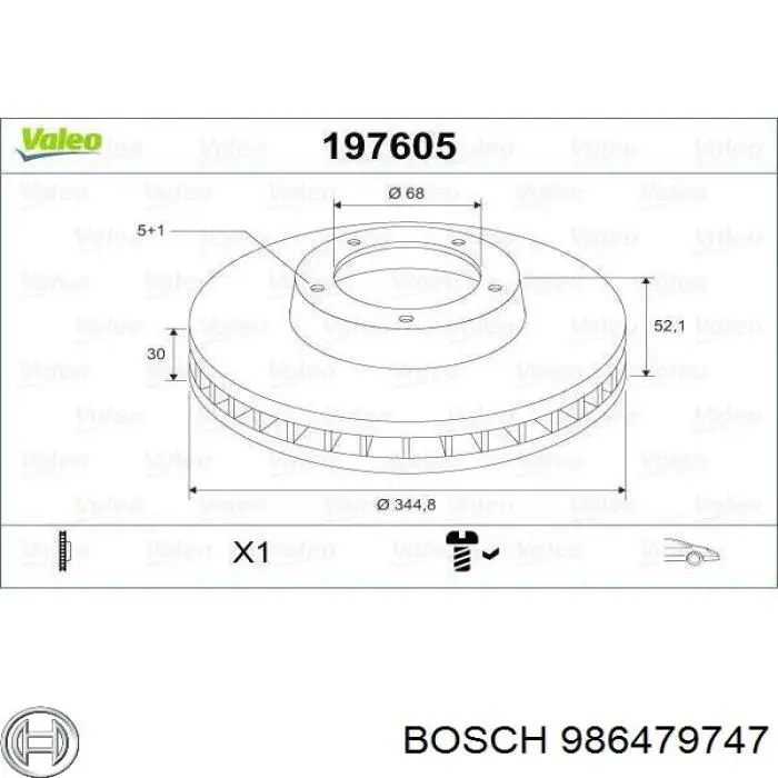 Передние тормозные диски 986479747 Bosch