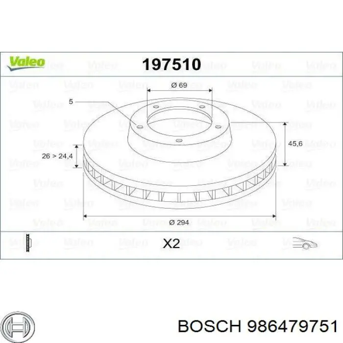 986479751 Bosch Диск тормозной передний