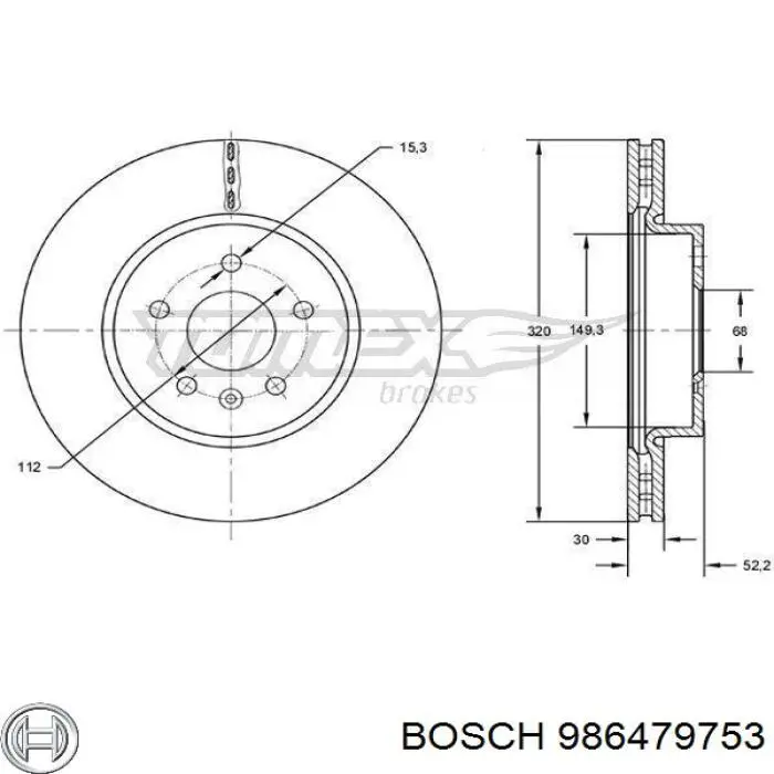 986479753 Bosch Диск тормозной передний
