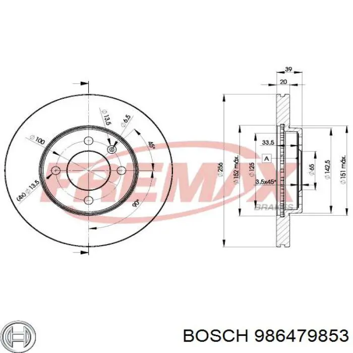 986479853 Bosch диск тормозной передний