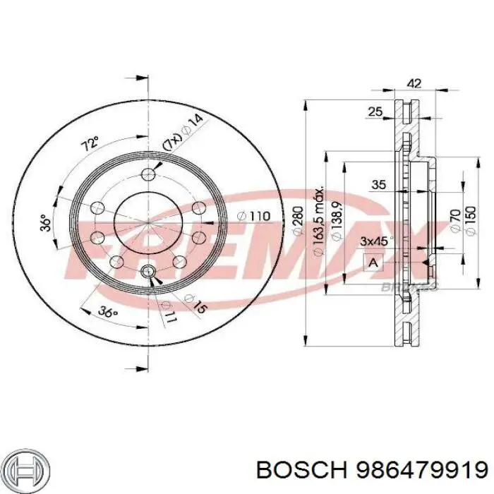 Купить 986479919 Bosch Ротор тормозной