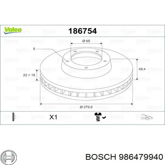 986479940 Bosch disco do freio dianteiro