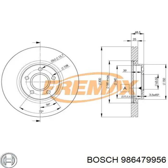 986479956 Bosch Диск тормозной передний