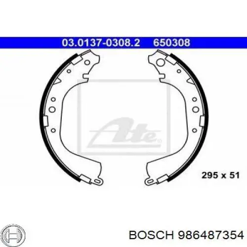 986487354 Bosch Барабанные тормозные колодки
