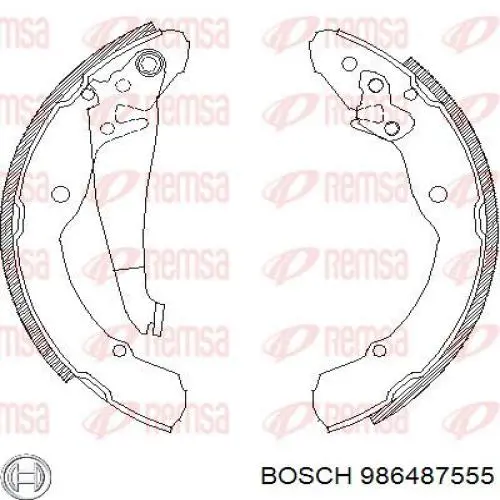 Zapatas de frenos de tambor traseras 986487555 Bosch