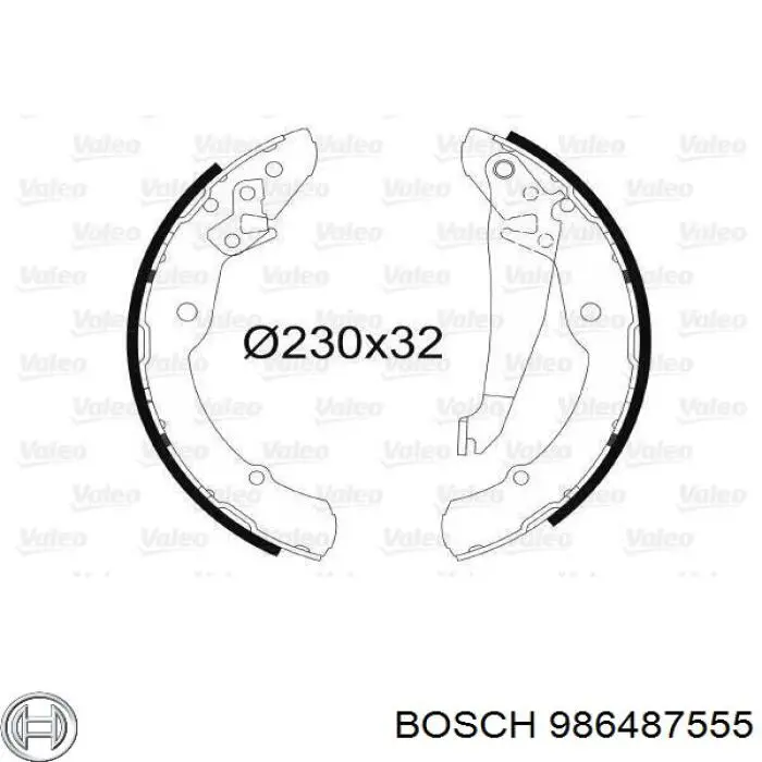 Задние барабанные колодки 986487555 Bosch