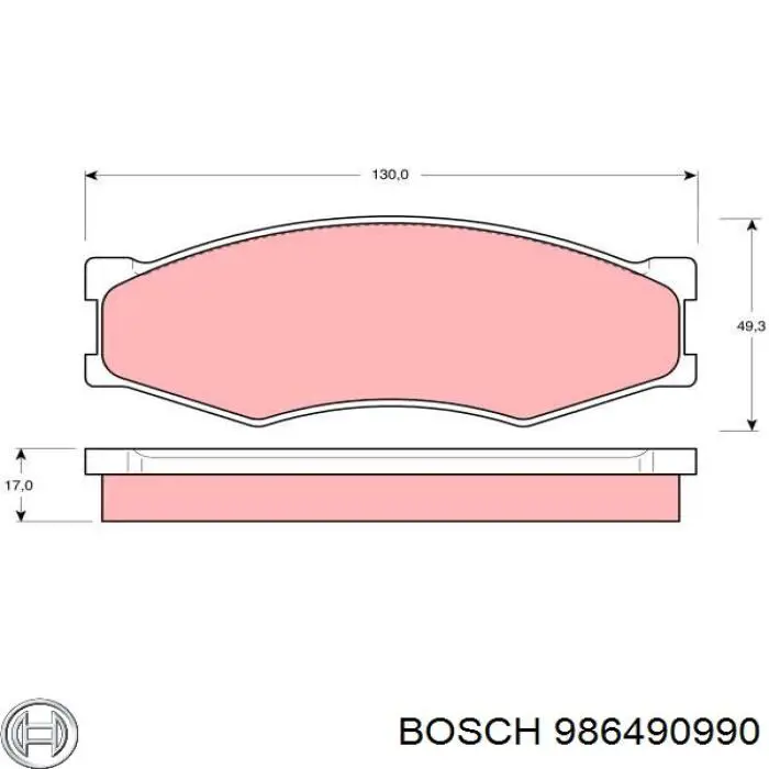 Передние тормозные колодки 986490990 Bosch