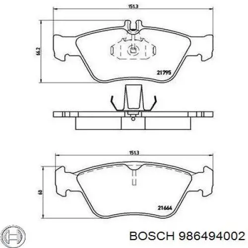 Купить 986494002 Bosch Колодки тормозные