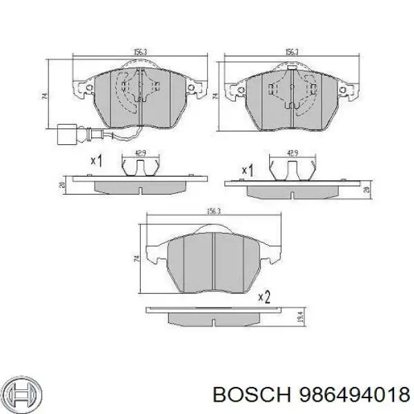 986494018 Bosch колодки тормозные передние дисковые