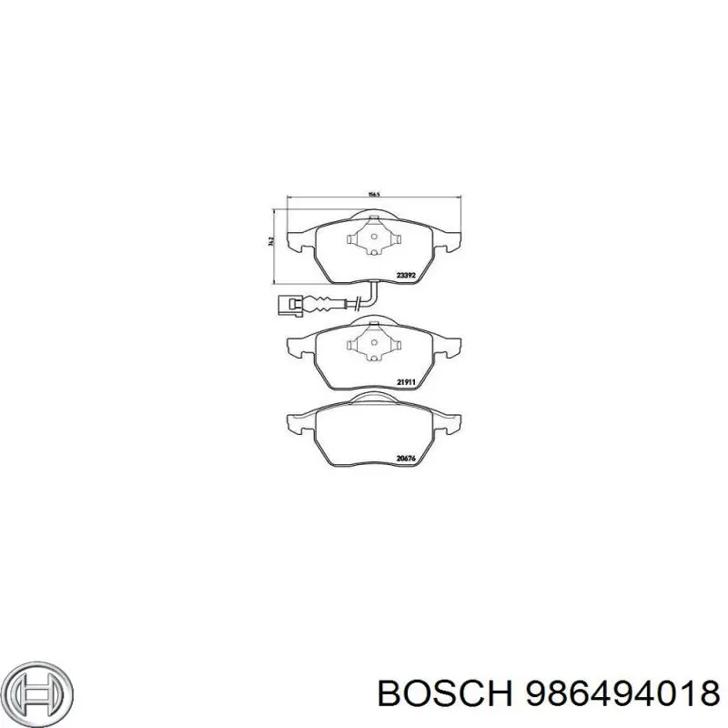 986494018 Bosch Колодки передние