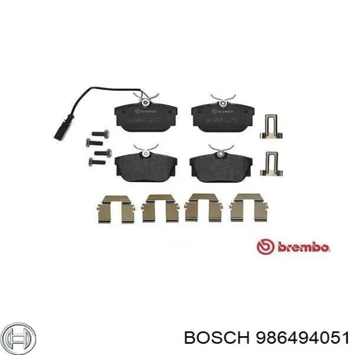 Купить 986494051 Bosch Колодки тормозные задние, дисковые