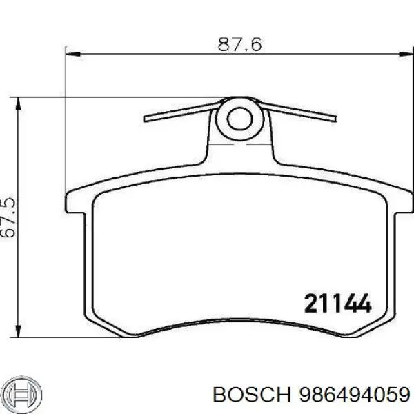986494059 Bosch колодки тормозные задние дисковые
