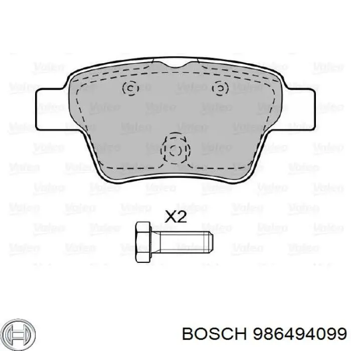 Задние тормозные колодки 986494099 Bosch