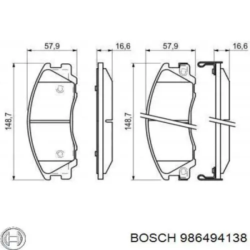 Передние тормозные колодки 986494138 Bosch