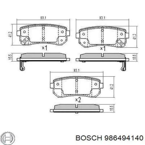 Задние тормозные колодки 986494140 Bosch
