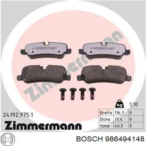 Колодки дисковые  Bosch 986494148 цена, от 35.99 USD