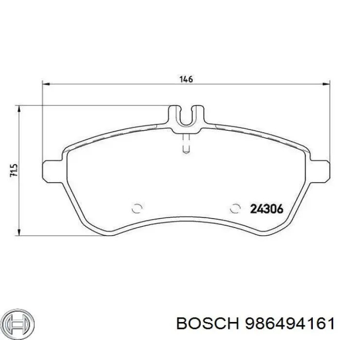 Передние тормозные колодки 986494161 Bosch