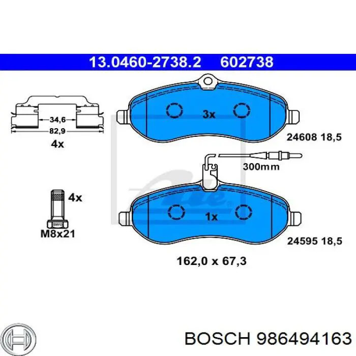 986494163 Bosch Колодки передние