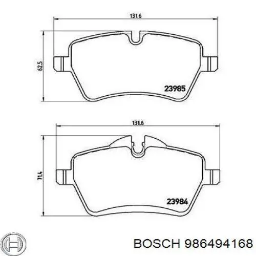 Передние тормозные колодки 986494168 Bosch