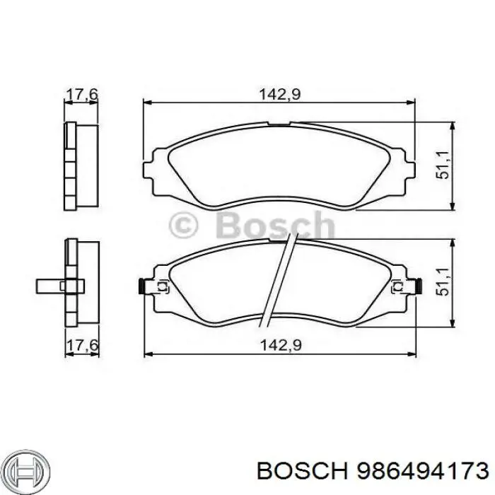 Купить 986494173 Bosch Колодки тормозные