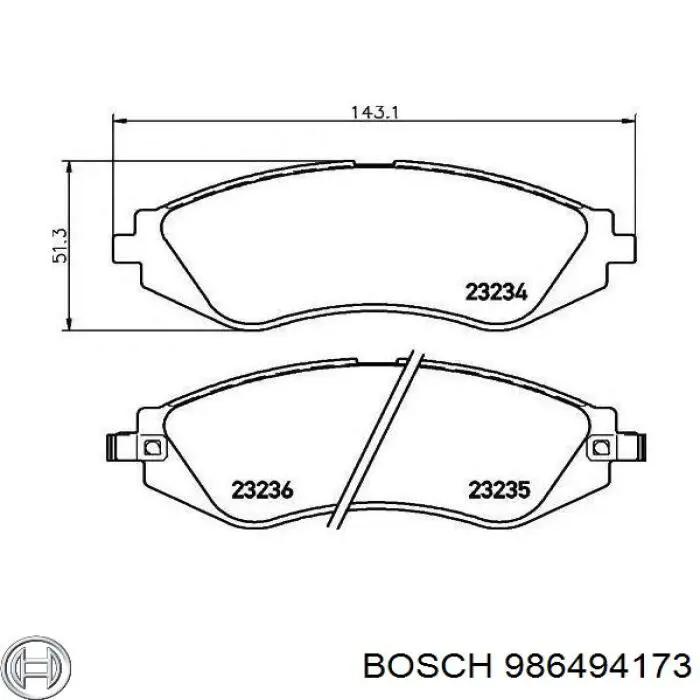 986494173 Bosch передние тормозные колодки