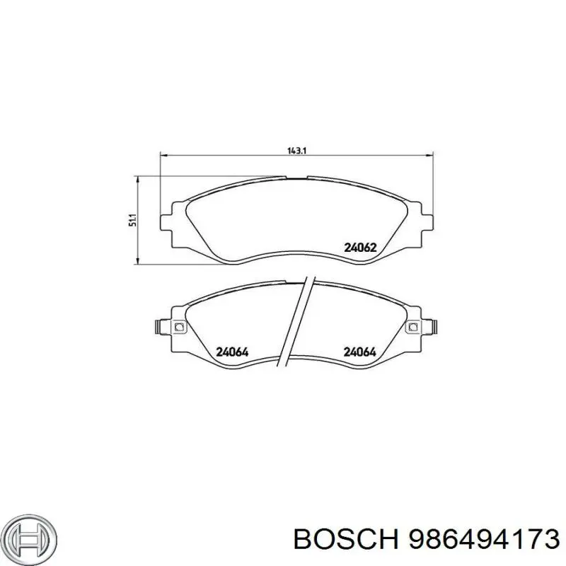 986494173 Bosch Колодки передние