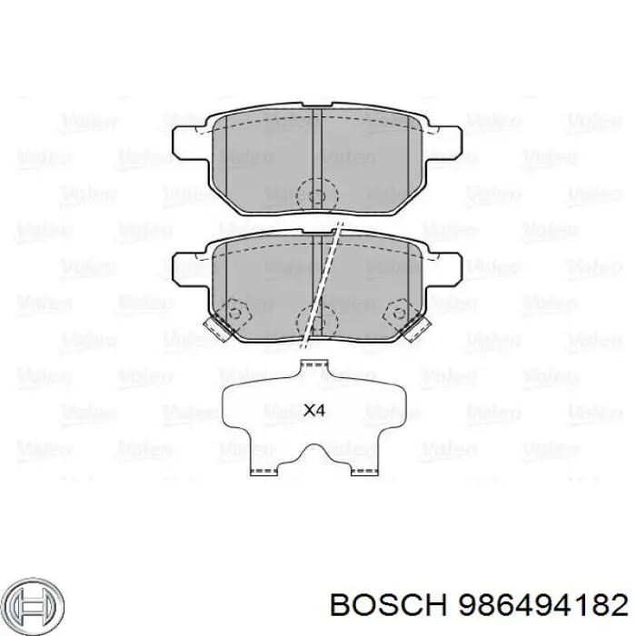 986494182 Bosch колодки тормозные задние дисковые