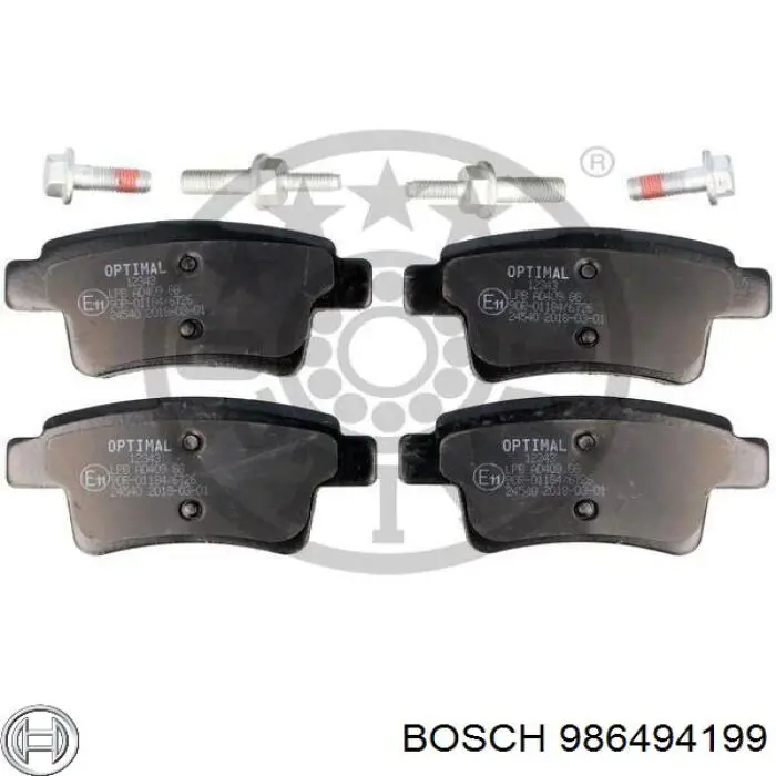 Задние тормозные колодки 986494199 Bosch
