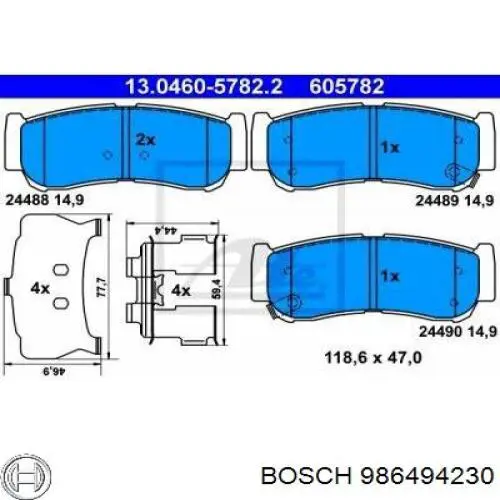 986494230 Bosch Колодки тормозные дисковые комплект
