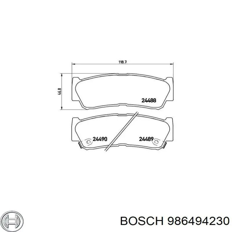 Задние тормозные колодки 986494230 Bosch
