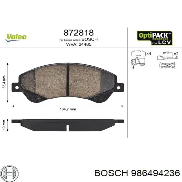 986494236 Bosch Колодки передние