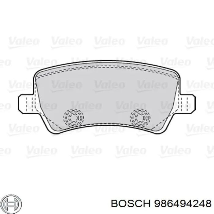 986494248 Bosch колодки тормозные задние дисковые