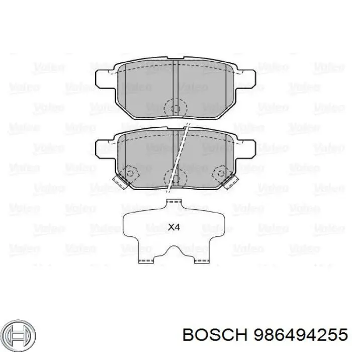 986494255 Bosch колодки тормозные задние дисковые