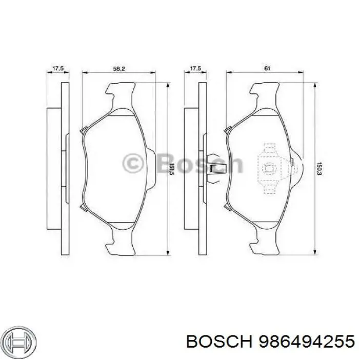 Задние тормозные колодки 986494255 Bosch