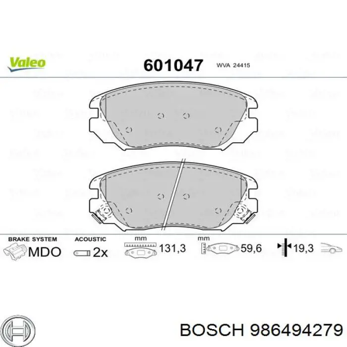 Колодки Bosch 986494279 цена, от 25.31 USD