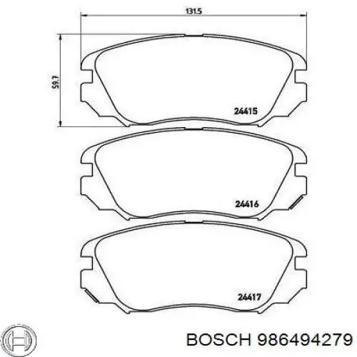 986494279 Bosch Колодки передние