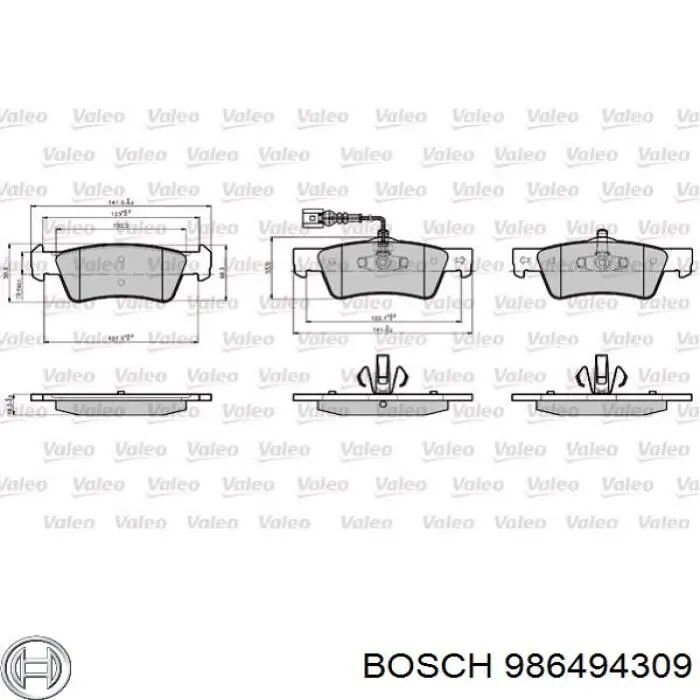 Задние тормозные колодки 986494309 Bosch