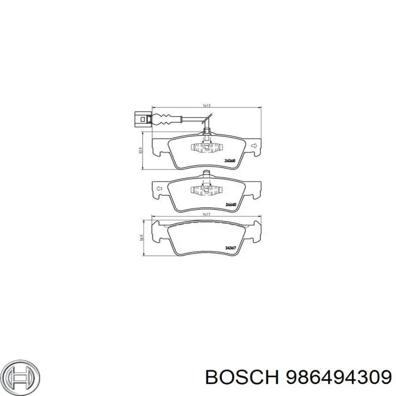 986494309 Bosch Колодки тормозные дисковые комплект