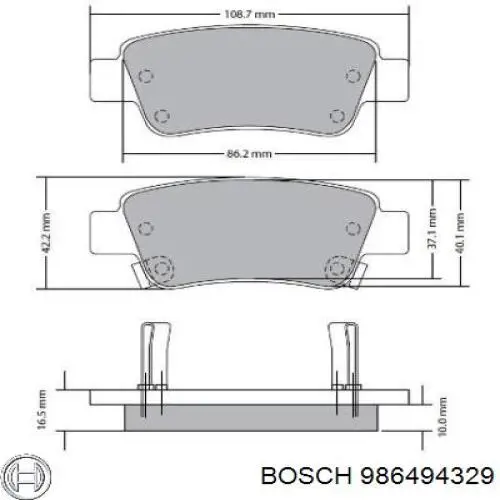 Купить 986494329 Bosch Колодки тормозные задние, дисковые