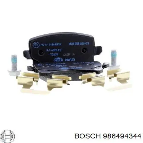 Купить 986494344 Bosch Колодки тормозные задние, дисковые