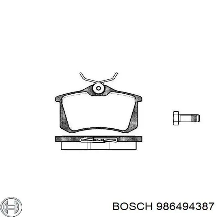 Купить 986494387 Bosch Колодки тормозные задние, дисковые